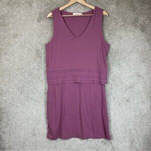 Mododoc Dress Womens Large Purple Cotton Blend Sleeveless Stretch Pockets- 3319*